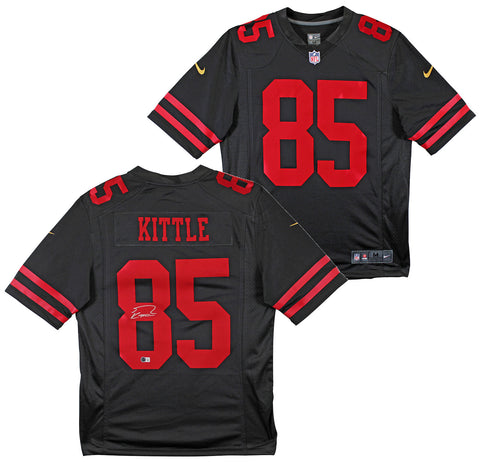 49ers George Kittle Authentic Signed Black Nike Limited Jersey BAS Witnessed