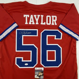 Autographed/Signed LAWRENCE TAYLOR New York Red Football Jersey JSA COA Auto