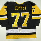 Autographed/Signed PAUL COFFEY Pittsburgh Black Hockey Jersey JSA COA Auto