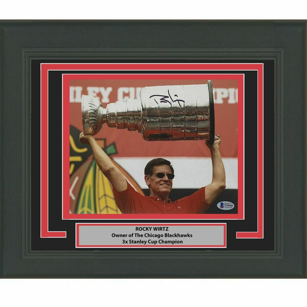 FRAMED Autographed/Signed ROCKY WIRTZ Blackhawks 8x10 Hockey Photo Beckett COA