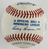 Rod Carew "HOF 7/21/91" Signed OAL Bobby Brown Baseball (JSA COA) Twins, Angels