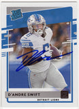 D'Andre Swift Signed Lions 2020 Donruss Rated RC Card #309 - (SCHWARTZ COA)