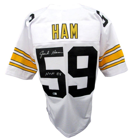 Jack Ham HOF Signed/Inscr White Steelers Custom Football Jersey Becket 192383