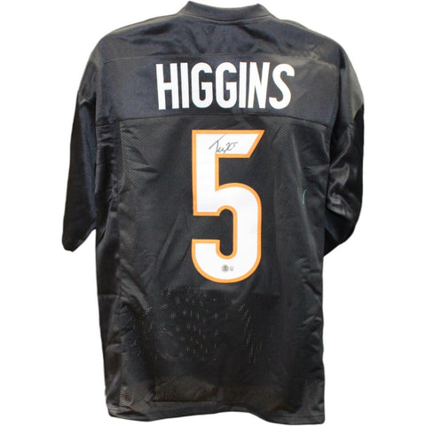 Tee Higgins Autographed/Signed Pro Style Black XL Jersey Beckett 39055