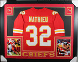 TYRANN MATHIEU (Chiefs red SKYLINE) Signed Autographed Framed Jersey JSA