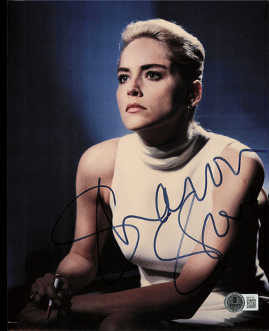 Sharon Stone Autographed 8x10 Photo Basic Instinct Beckett BAS QR #BM37422