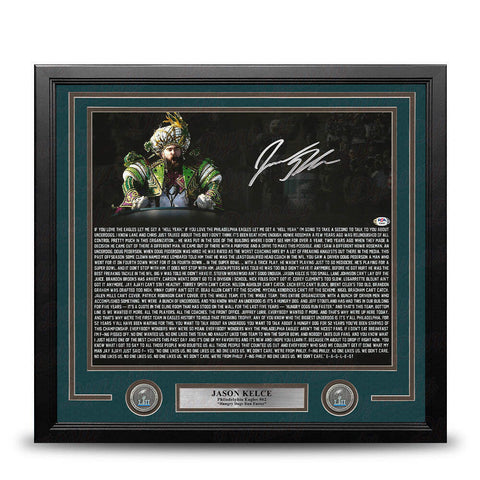 Jason Kelce SB Speech Text Philadelphia Eagles Autographed 16x20 Photo PSA COA