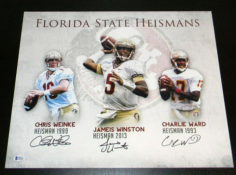 CHARLIE WARD CHRIS WEINKE JAMEIS WINSTON SIGNED FLORIDA STATE 16x20 PHOTO BAS