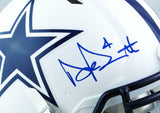 Dak Prescott Signed Cowboys FS Flat White Speed Authentic Helmet -Beckett W*Blue