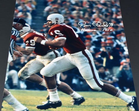 JIM PLUNKETT AUTOGRAPHED STANFORD CARDINAL 16x20 PHOTO W/ HEISMAN 1970