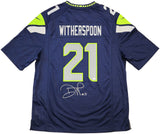 SEAHAWKS DEVON WITHERSPOON AUTOGRAPHED BLUE NIKE JERSEY SIZE XL MCS HOLO 229508