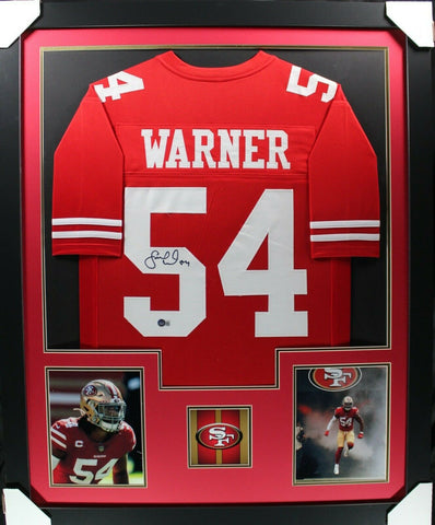 FRED WARNER (49ers red TOWER) Signed Autographed Framed Jersey Beckett