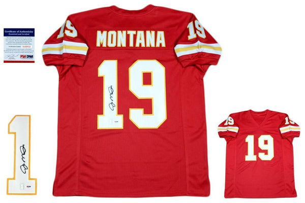 Joe Montana Autographed SIGNED Custom Jersey - PSA/DNA Authenticated - Red - KC