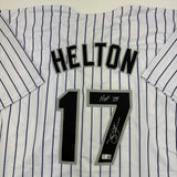 Autographed/Signed Todd Helton HOF 24 Colorado Pinstripe Jersey Tristar COA