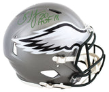 Eagles Brian Dawkins HOF 18 Signed Flash Full Size Speed Proline Helmet BAS Wit