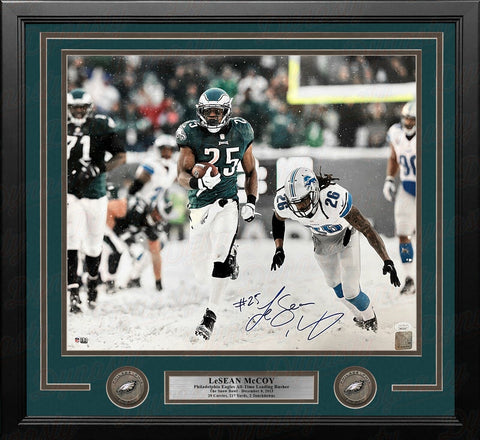 LeSean McCoy Snow Bowl Run Autographed Signed Eagles 16x20 Framed Photo JSA COA