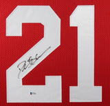 DEION SANDERS (49ers red TOWER) Signed Autographed Framed Jersey Beckett