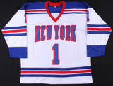 Eddie Giacomin Signed New York Rangers Jersey Inscribed "HOF 1987" (JSA COA)