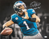 Jalen Hurts Signed 16x20 Philadelphia Eagles Spotlight Photo Fly Eagles JSA