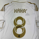 Autographed/Signed Ricardo Kaka Real Madrid White/Gold Soccer Jersey BAS COA