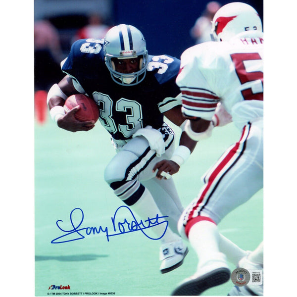 Tony Dorsett Autographed/Signed Dallas Cowboys 8x10 Photo Beckett 48842