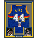 Framed Autographed/Signed Dan Issel 35x39 Denver Blue Rainbow Jersey JSA COA