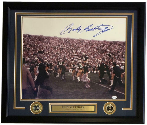 Rudy Ruettiger Signed Framed 16x20 Notre Dame Carry Out Photo JSA