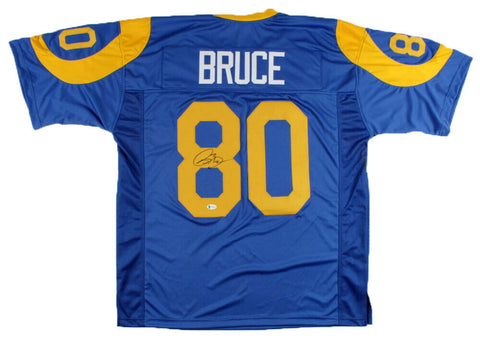 ISAAC BRUCE AUTOGRAPHED SIGNED ST LOUIS RAMS #80 BLUE JERSEY BECKETT