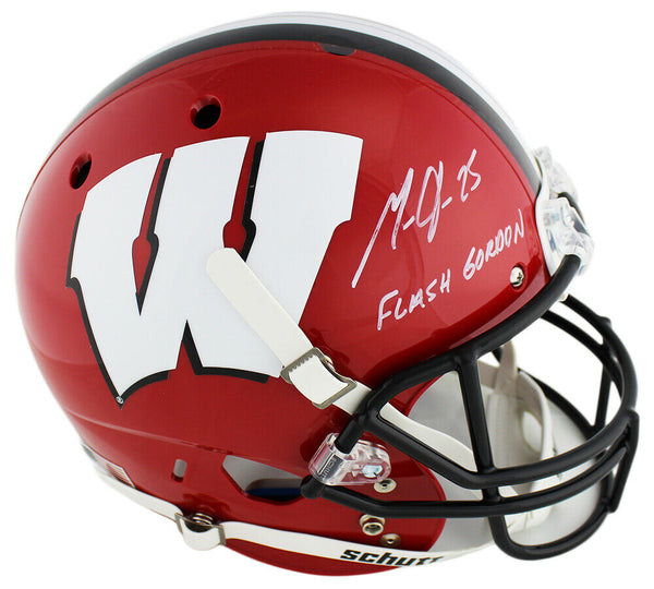 Melvin Gordon Signed Badgers Schutt Full Size Red & Black Helmet -"Flash Gordon"