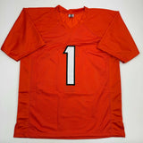 Autographed/Signed Ja'Marr Chase Cincinnati Orange Football Jersey Beckett COA