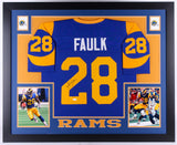 Marshall Faulk Signed Los Angeles Rams 35x43 Custom Framed Jersey (JSA Hologram)