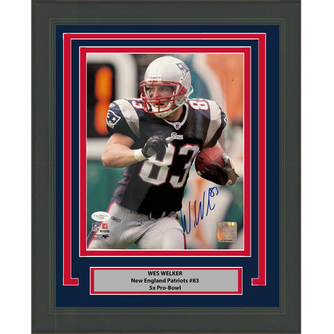 Framed Autographed/Signed Wes Welker New England Patriots 8x10 Photo JSA COA