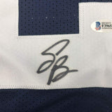 Autographed/Signed Saquon Barkley Penn State Blue College Jersey Beckett COA