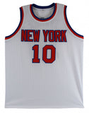 Walt Frazier Signed New York Knicks Jersey (Beckett) 2xNBA Champion (1970, 1973)