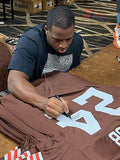 Nick Chubb Signed Framed Custom Brown Pro Style Football Jersey JSA