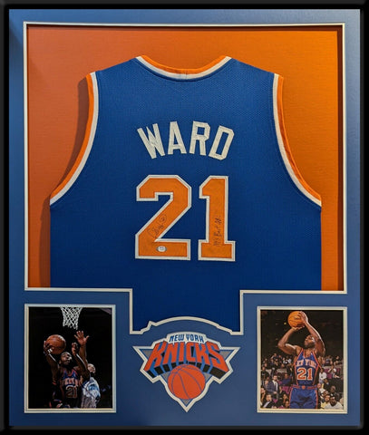 FRAMED NEW YORK KNICKS CHARLIE WARD JR AUTOGRAPHED INSCRIBED JERSEY PSA COA