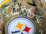 Jerome Bettis Signed Steelers Camo Speed F/S Authentic Helmet- Beckett W Holo