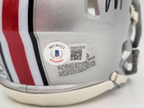 JAXON SMITH-NJIGBA AUTOGRAPHED OHIO STATE SILVER MINI HELMET BECKETT QR 203466