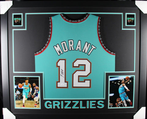 JA MORANT (Grizzlies teal SKYLINE) Signed Autographed Framed Jersey JSA