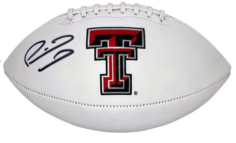 PATRICK MAHOMES II SIGNED TEXAS TECH RED RAIDERS WHITE LOGO FOOTBALL BECKETT