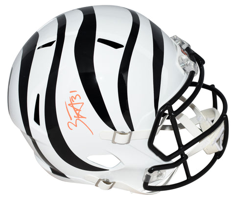 ZACK MOSS AUTOGRAPHED CINCINNATI BENGALS WHITE FULL SIZE SPEED HELMET BECKETT