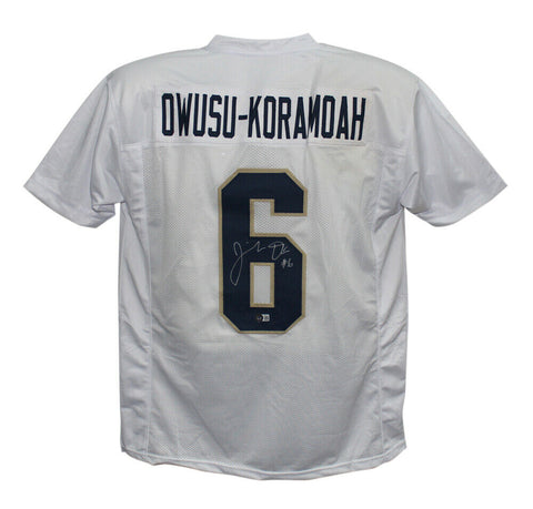 Jeremiah Owusu-Koramoah Autographed College Style White XL Jersey BAS 33989