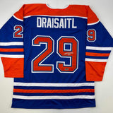 Facsimile Autographed Leon Draisaitl Edmonton Blue Reprint Auto Jersey Men's XL