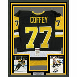 FRAMED Autographed/Signed PAUL COFFEY 33x42 Pittsburgh Black Jersey JSA COA