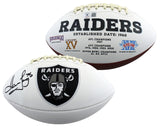 Raiders Howie Long Signed White Panel Logo Football W/ Case BAS Witnessed