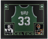 Larry Bird Signed Boston Celtics 35x43 Framed Green Jersey (Beckett Hologram)