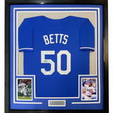 Framed Autographed/Signed Mookie Betts 33x42 Los Angeles LA Blue Jersey JSA COA