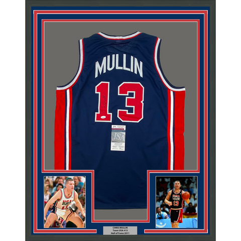 Framed Autographed/Signed Chris Mullin 33x42 1992 Dream Team USA Jersey JSA COA