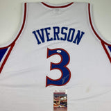 Autographed/Signed Allen Iverson Philadelphia White Retro Jersey JSA COA