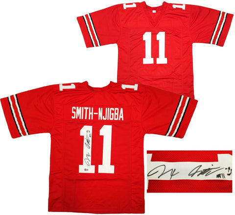 OHIO STATE BUCKEYES JAXON SMITH-NJIGBA AUTOGRAPHED RED JERSEY BECKETT QR 201987